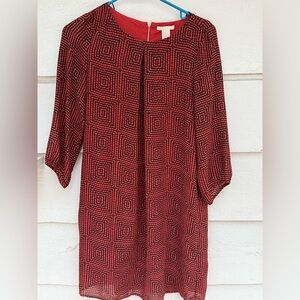 H&M Swing Dress Size 6 
Red and Black abstract pattern